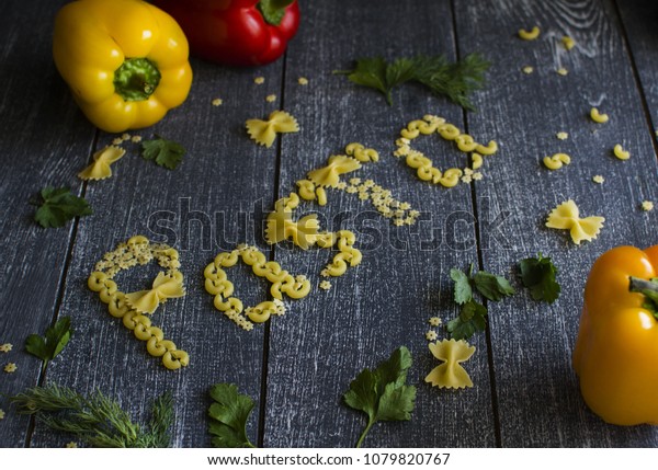 Download Calligraphy Food Pasta Green Red Yellow Royalty Free Stock Image PSD Mockup Templates