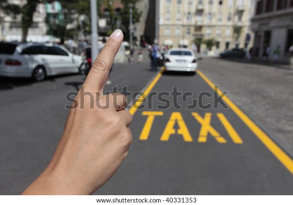 Calling a taxi and detail of\
written