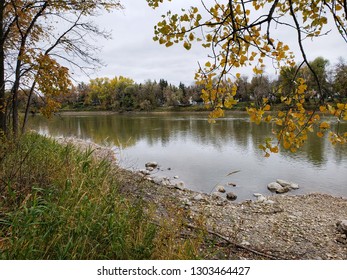 A Calm Assiniboine River In Late Autumn