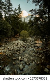 Calm Brook In Nature At Sunrise