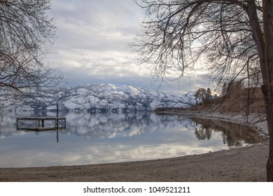 Calm Lake After Snow Storm, West Kelowna, Okanagan, BC