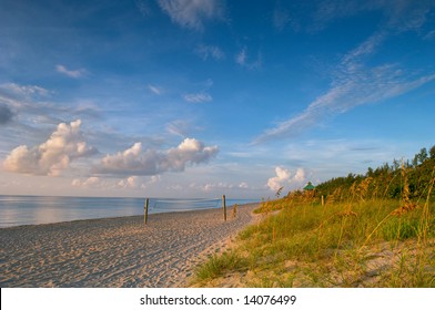 Calm Morning On Beach In Boca Raton, Florida By The Atlantic Ocean