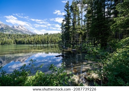 Calm morning at Taggart Lake in Grand Teton National Park