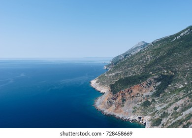Calm sea and blue sky background, Greece