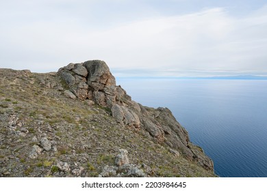 Calm Water On Lake Baikal. Large-scale Top View Of Lake Baikal