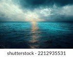 Calm weather on sea or ocean with clouds