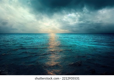 Calm weather on sea or ocean with clouds - Shutterstock ID 2212935531