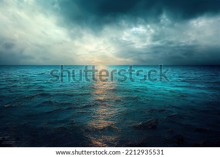 Calm weather on sea or ocean with clouds