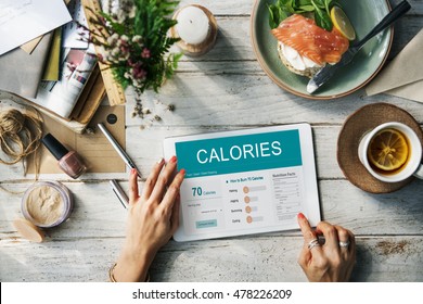 Calories Nutrition Food Exercise Concept - Shutterstock ID 478226209