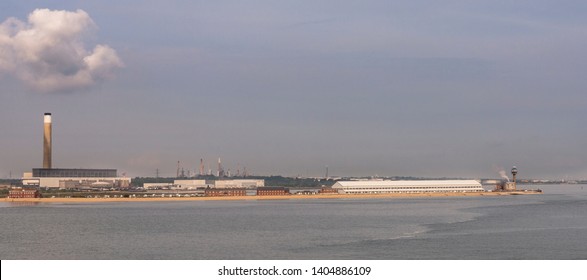 Calshot Spit In Front Of Fawley Refinery