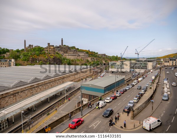 Calton Hill Waverley Train Station Edinburgh Stock Photo - 