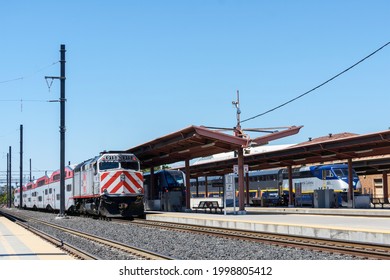 Caltrain And Amtrak California Trains At San Jose Diridon Transit Hub And Train Station - San Jose, California, USA - 2021