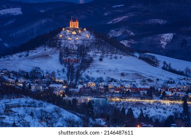 Calvary in Banska Stiavnica in winter, Slovakia. - Shutterstock ID 2146487611
