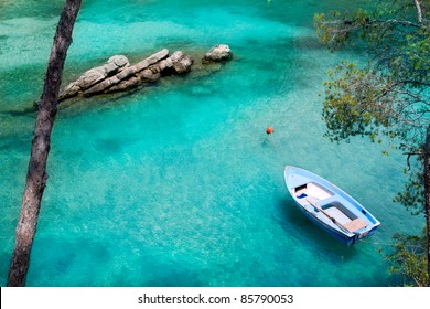 Calvia Cala Fornells turquoise mediterranean in Majorca at balearic islands of Spain - Powered by Shutterstock