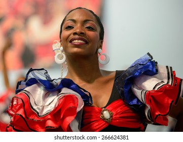 Camaguey, CUBA - March 24, 2015: A Dancer Of A Cuban Folklore Group Is Performing In Camaguey, Cuba