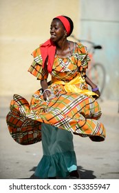 Camaguey, CUBA - March 24: A Cuban folk dancer performing in the street of Camaguey, Cuba