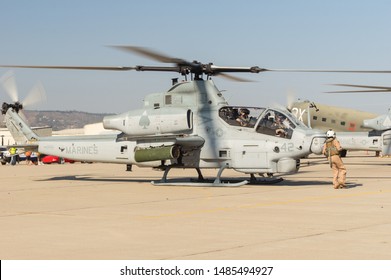 CAMARILLO AIRPORT, CALIFORNIA, USA - AUGUST 21, 2016:  Bell AH-1Z Viper Shown Taking Off.