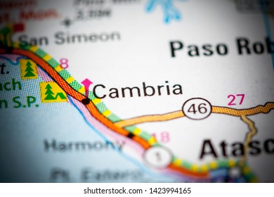 Cambria. California. USA On A Map