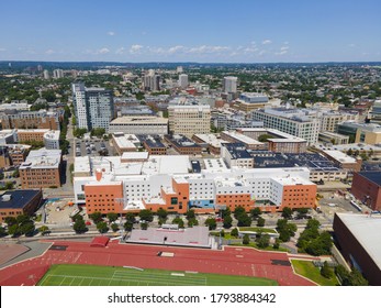 Cambridge City Center Aerial View From MIT Campus, Cambridge, Massachusetts MA, USA. 