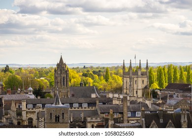 Cambridge city rooftops in autumn. England