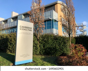 Cambridge, England, UK - Jan 2018: Cambridge Science Park, founded in 1970 by Trinity College in Cambridge is the oldest science park in the United Kingdom.