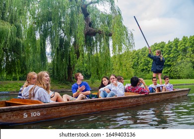 Cambridge, JUL 10: Student Punting In The River Cam On JUL 10, 2011 At Cambrdige, United Kingdom