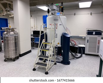Cambridge MA USA - 3/16/2020 - NMR machine with 500 MHz, NMR is Nuclear magnetic resonance