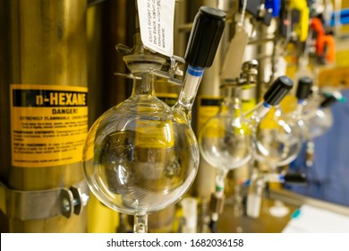 Cambridge MA USA - circa March 2020 - A solvent purification system in a laboratory