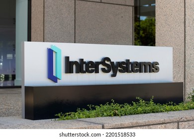 Cambridge, MA, USA - June 28, 2022: InterSystems Logo Is Seen At Its Headquarters In Cambridge, Massachusetts. InterSystems Provides Data Technology In The Healthcare, Finance And Logistics Sectors.