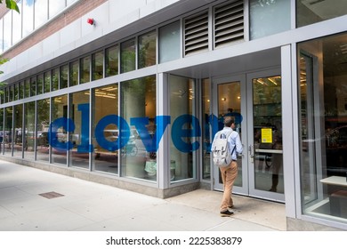 Cambridge, MA, USA - June 28, 2022: The Clover Food Lab In Kendall Center In Cambridge, Massachusetts. Clover Food Lab Is A Vegetarian Fast Food Chain Founded By MIT Graduate Ayr Muir.