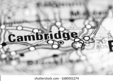 Cambridge. Massachusetts. USA On A Geography Map