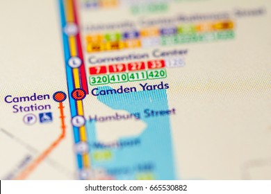 Camden Yards Station. Baltimore Metro Map.