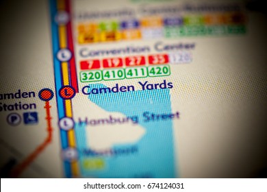 Camden Yards Station. Baltimore Metro Map.