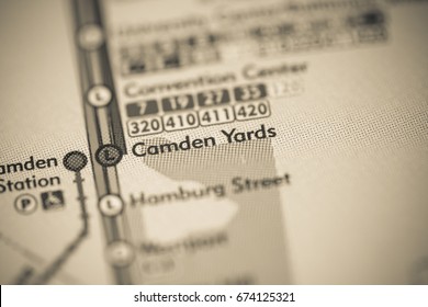 Camden Yards Station. Baltimore Metro Map.