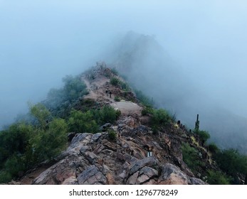 Camel Back Mountain In Scottsdale Arizona During A Foggy Morning New Years Day.