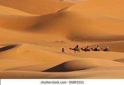 Camel Caravan auf der afrikanischen Wüste