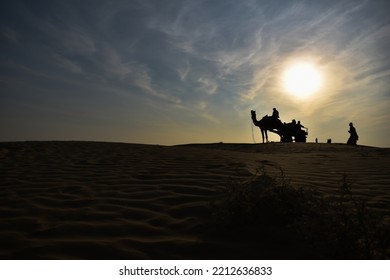 Camel Ride During Sunset In Thar Desert 