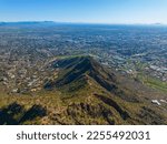 Camelback Mountain aerial view in city of Phoenix, Arizona AZ, USA. 
