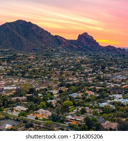 Camelback Mountain During Sunset In Scottsdale Arizona.