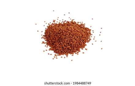 Camelina Sativa Seed Isolate. Raw Materials For The Manufacture Of Camelina Oil. Oilseeds Of Agricultural Crops. Side View Of Seeds.