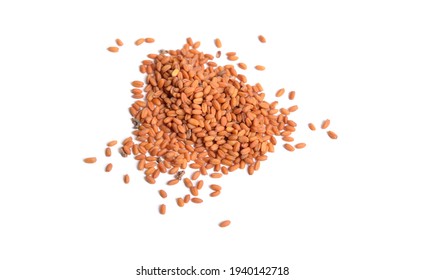 Camelina Sativa Seeds. Isolated On White Background.