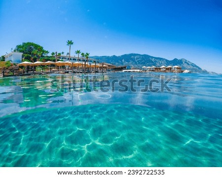 Camelot Beach in Kyrenia, North Cyprus on sunny day with clear sky