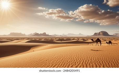 Camels in Desert area Quarter Desert in Saudi Arabia two camels