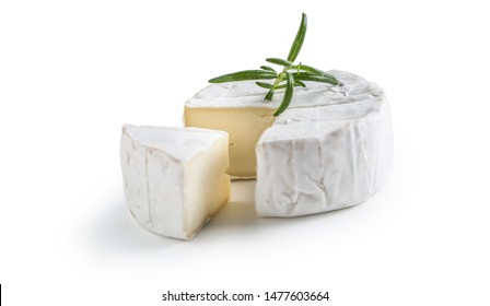 Camembert or brie cheese with rosemary isolated on white. - Powered by Shutterstock