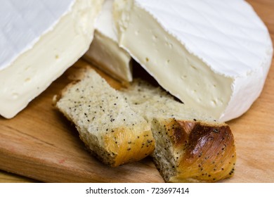 Camembert Cheese Brie Close Up Sliced Triangle.