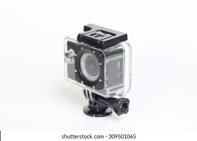 Camera Action Cam On A White Background.