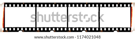 Camera film strip, isolated on white background, film strip with no pictures on it, Real high-res 35mm photo scan