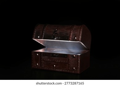 Camera flash in box on black background
