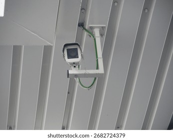 Camera is hanging from the ceiling