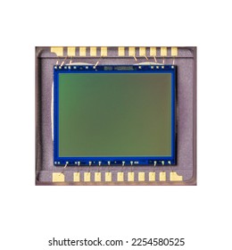 Camera image sensor,CMOS,CCD isolated on white background with clipping path, top view